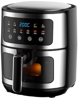 Hetelucht friteuse 6L Oven met 10 programma‘s 1400W gezond koken met 90% minder vet Digitale touchscreen kijkvenster antiaanbak mandje Zwart — thumbnail 3