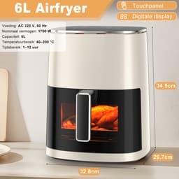 Airfryer 6L Grote Capaciteit – Hetelucht Friteuse Zonder Olie – Multifunctionele Air Fryer – Digitaal Temperatuur en Timer – Keuken Airfryer — thumbnail 5