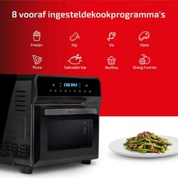 XXL Luchtfriteuse 23L - Gezond Frituren zonder Olie - 1800W - 8 Programma's - Digitale Bediening - Dubbele Verwarming - Inclusief Accessoires — thumbnail 3