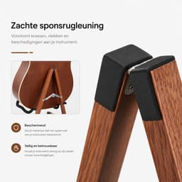 BOTC Gitaarstandaard – Guitar Stand – Basgitaar - Opvouwbare "A" - Standaard voor akoestische en elektrische gitaar - Hout — thumbnail 3
