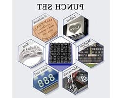 36-delige set met letters en cijfers stempels van 6 mm voor metaal, hout, leer en plastic - alfabet A-Z, cijfers 0-9 en symbolen