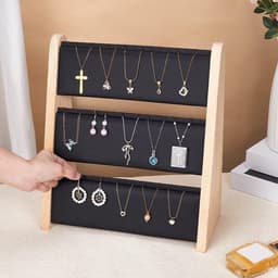 Houten Kettingenhouder met 3 Niveaus voor Sieraden, Organisator en Display voor Woonkamer, Kerstcadeau en Decoratie, 31 x 13.7 x 34cm — thumbnail 2