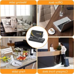 Houten visitekaartjeshouder voor bureau - Displaybox voor flyers en kaarten - Ideaal voor kantoor en tentoonstellingen met zwarte afwerking — thumbnail 4