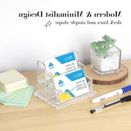 Transparante acrylhouder voor visitekaartjes, 2 vakken, ideaal voor bureau, receptie en tentoonstellingen — thumbnail 4