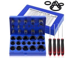 411 Stuks 32 Maten SAE Universele O-Ring Assortiment Kit met Nitril Rubber O-Ringen en Haakjes voor Loodgieterswerk, Lucht- en Gasafdichting