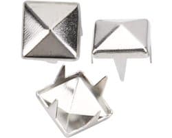 400 Sätze Vierkante Spike Nietjes voor DIY Leerprojecten, Ideaal voor Tassen en Schoenen, 4mm Zilveren Nietjes