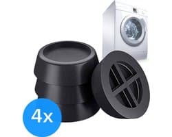 Trillingsdempers Wasmachine/Droogkast - Set van 4 stuks - Trillingsmat - Voetjes Droger - Demper - Anti Vibratie - Antislip Rubber - Zwart