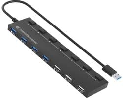 USB Hub - Verlenger Poorten - Apparaten Verbinden - 7 Poorten - 5000 Mbit/s - Zwart