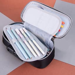 Ruimtebesparende Canvas Etui met Slot, Ideaal voor School, Minimalistisch Ontwerp en Handvat voor Studenten, Zwart, Lockable Pennenhouder — thumbnail 3