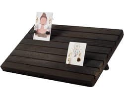 7 Slots Houten Oorbellen Display Stand, Oorbellen Kaart Houder met 2 Afneembare Pinnen, Zwart Sieraden Organizer voor Oorbellen, 29x19cm, Perfect voor Winkels en Beurzen