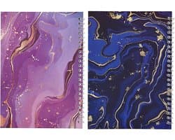 Creatieve Notitieboeken met Sterrenhemel Ontwerp, Perfect voor Dagelijkse Aantekeningen en Briefpapier, 20 x 15 cm (Blauw, Paars)