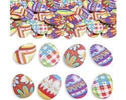 Kleurvolle houten paaskleurige decoratie confetti - 50 stuks voor feestelijke versieringen en ambachtelijke projecten