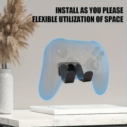 Wandgemonteerde standaard voor gamecontrollers en koptelefoons, boren niet nodig, displayrek van ABS-kunststof, geschikt voor het opbergen van videogame-accessoires en -onderdelen, praktische haken (zwart). — thumbnail 4