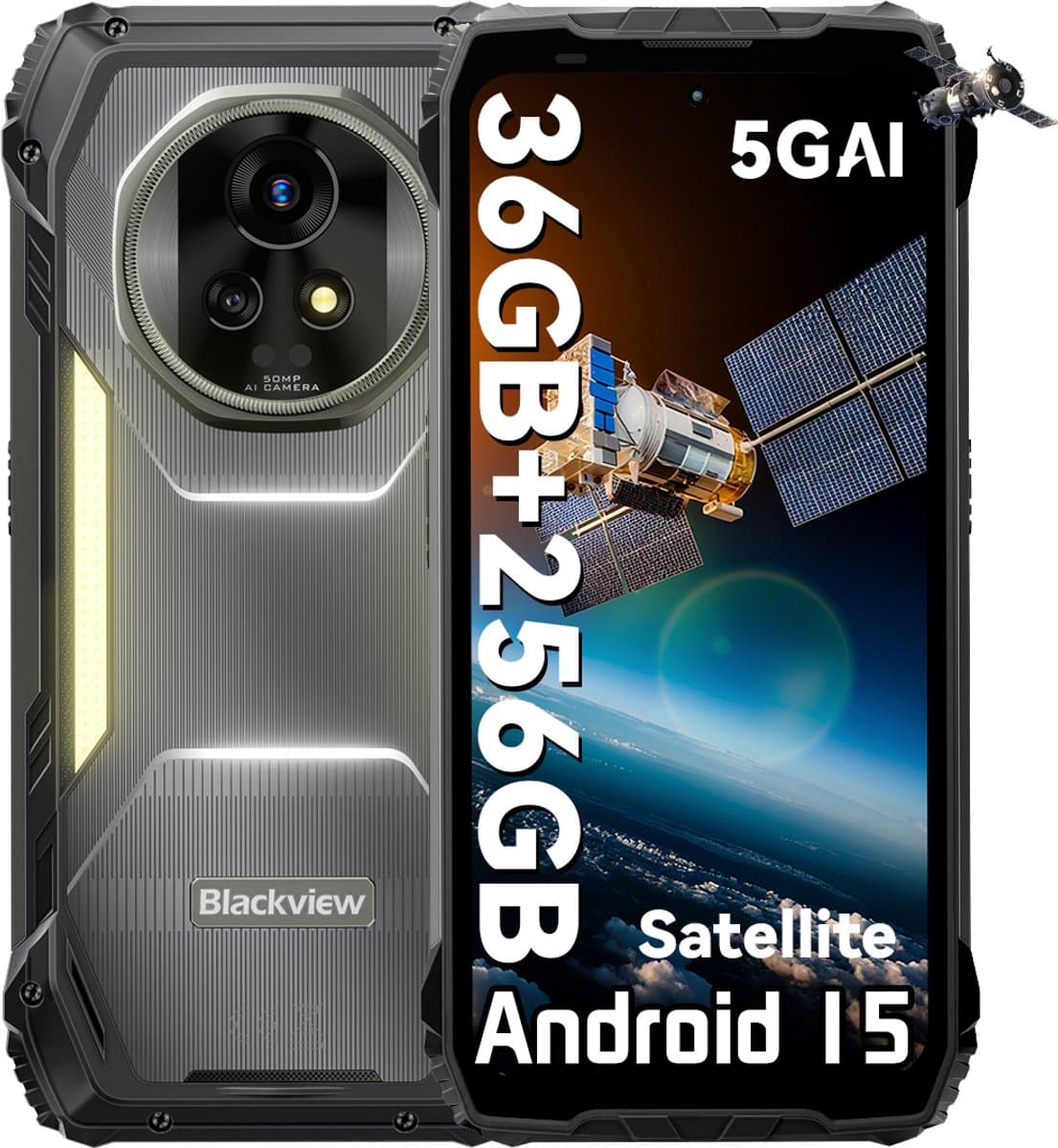 Blackview XPLORE 2 Satellite - Robuuste Smartphone - 5G - 36GB RAM - 256GB ROM - 6.78 inch - Robuuste Telefoon - Nachtzicht - Android 15 - NFC - GPS - Zwart — afbeelding 1