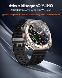 3 in 1 Metaal Case voor Samsung Galaxy Watch Ultra 47mm, Stalen Beschermbumper, Harde PC Achterkant en HD Gehard Glas Screen Protector, Titanium/Oranje — thumbnail 5