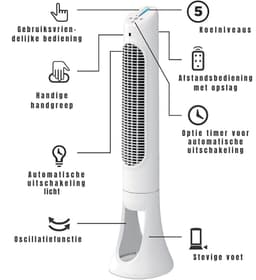 YOR® Ventilator toren - Ventilator staand - Torenventilator - Wit - 20cm x 27cm x 83cm — thumbnail 2