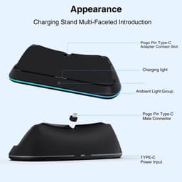 Oplaadstation met Type-C Adapter voor PlayStation Portal Remote Player - Draagbare PS5 Oplaadstandaard met 7 RGB Lichtmodi - Touch Bediening - USB 5V/2A Laadhouder met Beveiliging tegen Overbelasting - Ideaal voor Stabiel en Veilig Opladen - Zwart — thumbnail 4