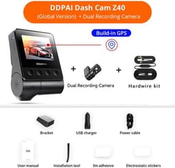 Dashcam voor Auto - Dual Dashcam 2.7K 1944P - Auto Camera Recorder - 360° Draaibaar - IMX335 Sensor - Wifi & GPS Tracking - 24H Parkeermodus - H.265 Video - Hardwire Kit - Zwart — thumbnail 3