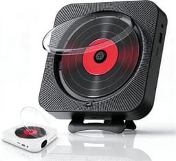 Draagbare CD-speler met Bluetooth, HiFi Luidspreker, Wandmontage, USB/AUX Muziekspeler, zwart — thumbnail 1
