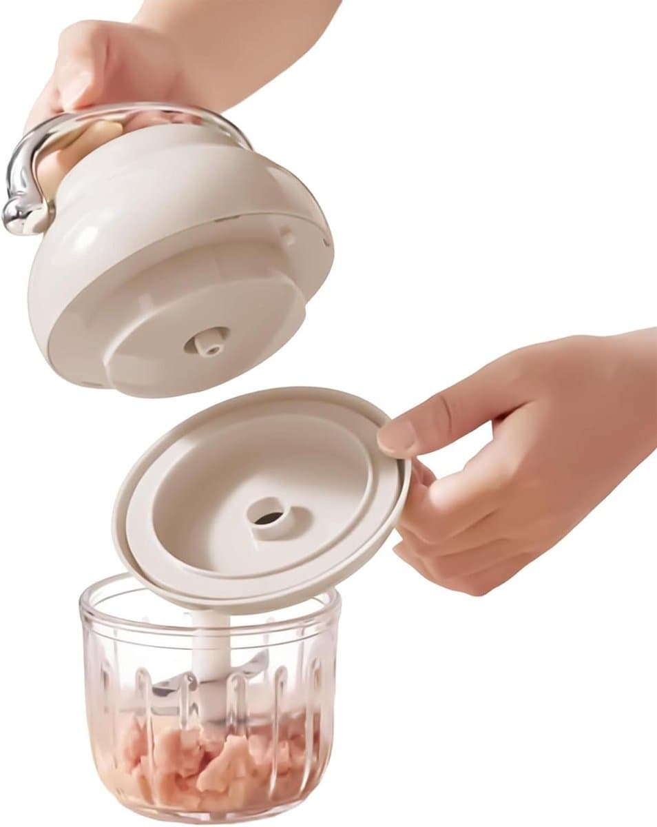 Mini Keukenmachine - Elektrische Hakker - Voedsel Bereiden - Draadloos Gemak - 350ml - Beige — afbeelding 1