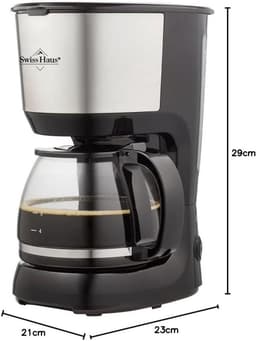 Swiss Haus® CM2212 Koffiezetapparaat – Filterkoffie - 1.25L Glazen Kan – 750W – Anti-Drup – Herbruikbaar Filter – Warmhoudfunctie – 10 Koppen - Zwart/RVS — thumbnail 5