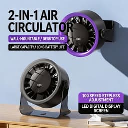 KZQ Kleine Individuele Ventilator Met 5 Windstanden - Usb Aangedreven Lichtgewicht Handventilator 1800mAh Lange Accuduur - Voor Reizen Kantoor Studie En Zomer - Paars — thumbnail 5