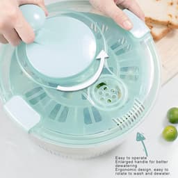 Saladespinner 5L - Sladroger Groenten - Snel Salades Maken - Eén Hand Bediening - 5 Liter Capaciteit - Meerblauw — thumbnail 4