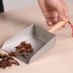 Metalen Stofpan - Roestvrijstaal Bakje - Snel Opruimen - Ergonomisch Houten Handvat - 22 x 15 cm - Zilver — thumbnail 3