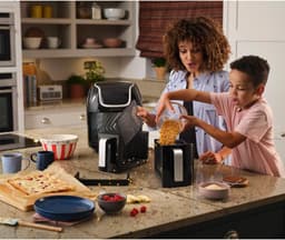 Dubbele Mand Airfryer - Heteluchtfriteuse Dubbel - Gezond Koken - Twee Aparte Manden - 8.5 Liter - Zwart — thumbnail 3
