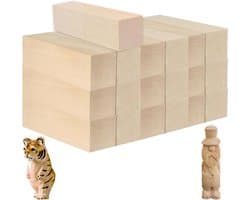 Set van 20 onbehandelde lindenhouten blokken, 10 x 2,5 x 2,5 cm, ideaal voor knutselen, bouwen en creatief houtbewerken