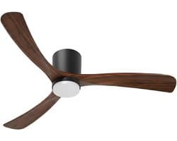 Plafondventilator met Lamp - Kingtron Velvet - Aanpasbare Lichtkleur 3000K-4000K-6500K - Afstandsbediening - Zwart/Bruin