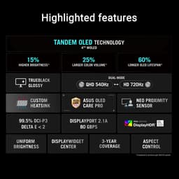 ASUS ROG Swift OLED PG27AQWP-W - QHD Tandem OLED Monitor - Next Gen OLED - TrueBlack Glossy - 540hz - 27 inch — thumbnail 3