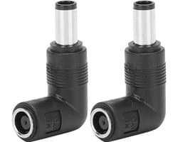 Adapter voor Laptop Stekker met Hoekverbinding - 7.4 x 5 mm tot 7.4 x 5 mm - Zwart, Ideaal voor Netwerkgebruik en Stroomvoorziening