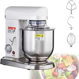 3-In-1 Keukenrobot, 10 Liter Elektrische Keukenmixer Met Kom, Multifunctionele Deegmixer, Met Klopper, Haak, Garde, Voor Salades, Bakken, Cakes, Koekjes, Brood White-7L — thumbnail 1