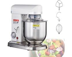 3-In-1 Keukenrobot, 10 Liter Elektrische Keukenmixer Met Kom, Multifunctionele Deegmixer, Met Klopper, Haak, Garde, Voor Salades, Bakken, Cakes, Koekjes, Brood White-7L