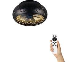 Fantiluxe - Kasper - Plafondventilator met verlichting - Zwart Goud - Ø50cm - Afstandsbediening - Met lamp - Plafond ventilator - Slaapkamer