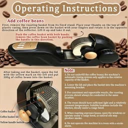 Kleine elektrische koffiebrander, draagbaar en compact, voor in de keuken, 360° verwarming voor gelijkmatig branden, met uitneembaar roestvrijstalen mandje 220V — thumbnail 3