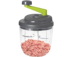 Handmatige Voedsel chopper - Keukenmachine Groente - Snel Ingrediënten Snijden - Geluidsarm Zwengelontwerp - 14.3 cm Hoog - Wit