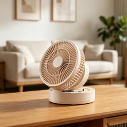Kleine ventilatoren voor slaapkamer | 5 snelheden USB-oplaadbare ventilator | Ingebouwde LED-lamp en make-upspiegel opvouwbare timerfunctie nachtkastje ventilator - voor nachtkastje, slaapzaal, auto — thumbnail 5