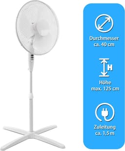 Staande Ventilator - Vloerkoeler - Ruimte Verkoelen - Verstelbare Hoogte - 40 cm - Wit — thumbnail 2