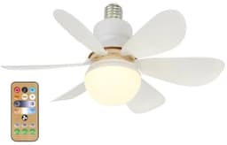 Pelor Plafondventilator met Verlichting E27 - LED Ventilatorlamp met Afstandsbediening - 3 Snelheden - 52 Inch - Wit — thumbnail 1