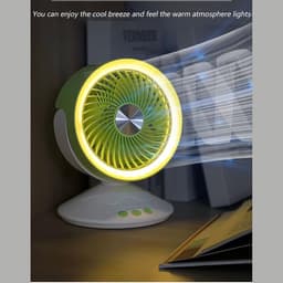 Tafelventilator - Draagbare ventilator - Luchtcirculatie thuis - 4 snelheden met nachtlicht - 160x215mm - Grasgroen — thumbnail 4