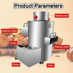 Automatische Kastanje Schiller - Keukenmachine - Snel Kastanjes Bereiden - Hoge Capaciteit 100 kg/u - 550W - Zilver — thumbnail 5