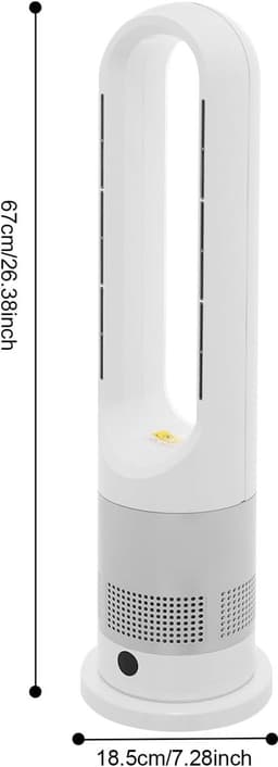 Torenventilator - Bladeless fan staand - Comfortabel binnenklimaat - Dubbele modus koelen verwarmen - 80° oscillatie - Wit zilver — thumbnail 5
