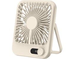 KZQ Draagbare Herlaadbare Ventilator - Stille Kleine Bureauventilator Met 180° Kantelhoek - 100 Snelheden Geschikt Voor Slaapkamer Kantoor Thuis En Buiten - Crèmewit