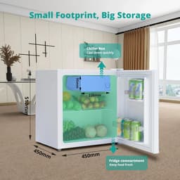 Mini Koelkast - Compacte Koeling - Dranken Koelen - Stille Werking 39 dB - 48 Liter - Wit — thumbnail 4