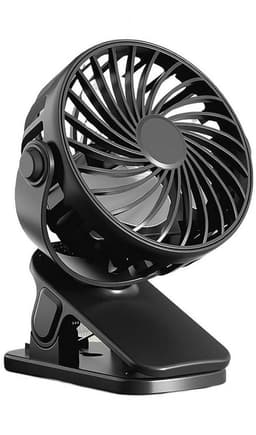 Draagbare mini-ventilator met clip – 4-in-1 USB-bureauventilator met nachtlampje, wandmontage en draagbare functies, luchtcirculatie, geschikt voor studentenkamers, slaapkamers en kantoren (zwart) — thumbnail 1