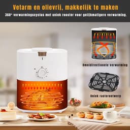 REN® Airfryer xl - Airfryer xxl - Heteluchtfriteuse - Frituur, grill, bak en braad - Wit - 37cm x 30cm x 36cm — thumbnail 5