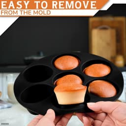 Siliconen Bakvorm - Taartvorm - 7 Cups Non-stick Bakvormpjes - 20.32*20.32*4cm - Herbruikbaar - Bpa-Vrij - Zwart - Bakaccessoire - Airfryer Siliconen Cupcake Bakvorm - Muffin Bakvormen - Geschikt Voor Het Bakken Van Cupcakes, Brownies, Chocolade — thumbnail 8