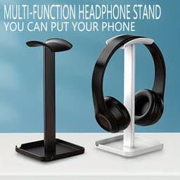 Hoofdtelefoonstandaard, displaystandaard voor hoofdtelefoons, opbergrek voor hoofdtelefoons; multifunctionele, afneembare standaard die plaats biedt aan mobiele telefoons en accessoires. — thumbnail 4